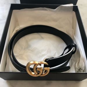 Gucci leather belt with double G buckle